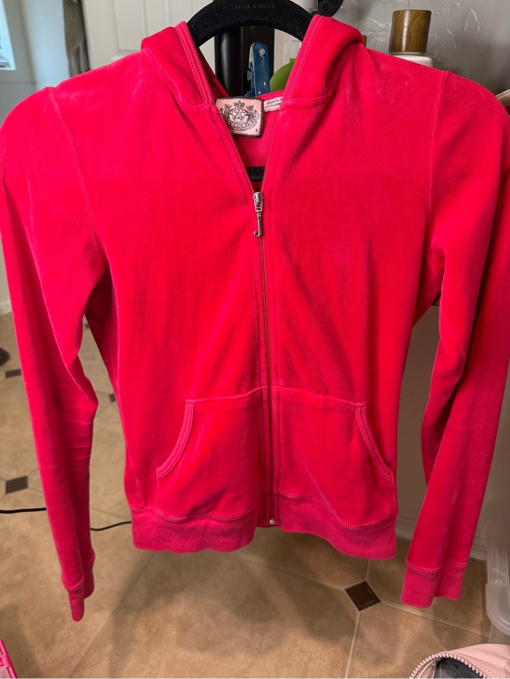 Juicy Couture Hot Pink Velour Zip Hoodie